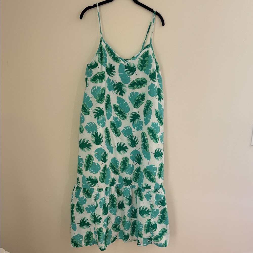 J crew leaf patterned sun dress